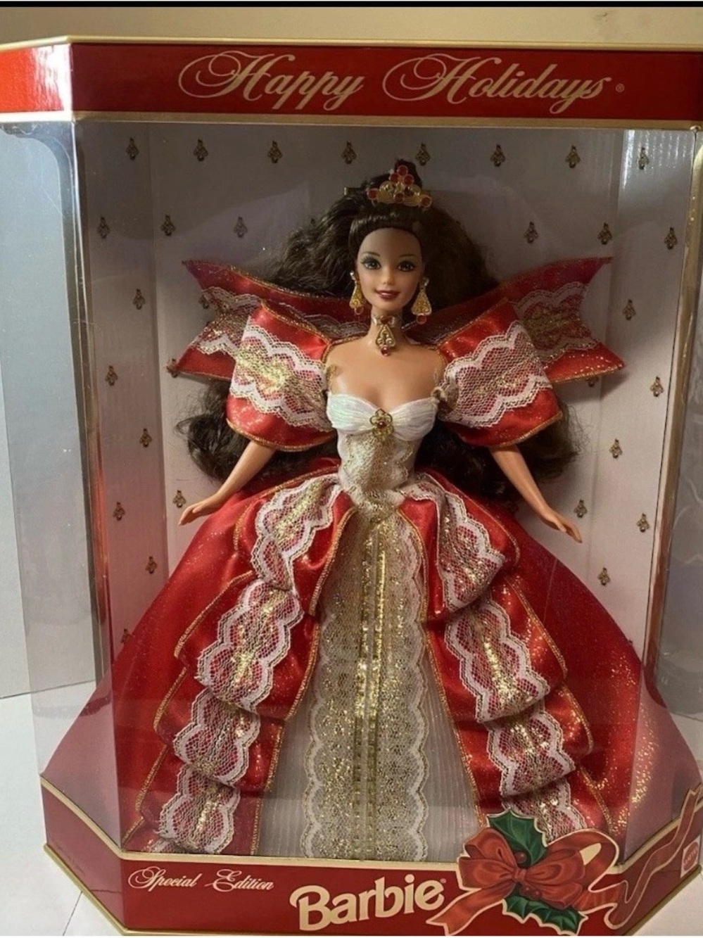 1997 Happy Holidays Barbie Doll - 10th Anniversary Special Edition - Brunette